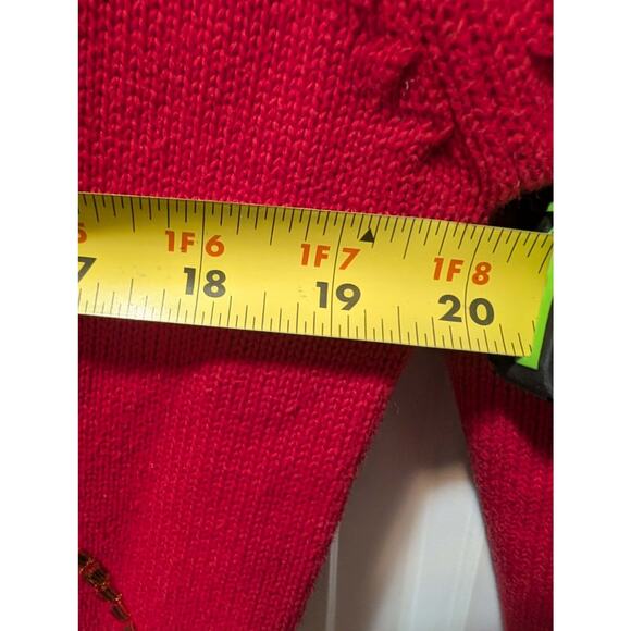 VTG The Eagles Eye Ugly Red Christmas Sweater Turtleneck Size S Beaded Holiday - Picture 10 of 11